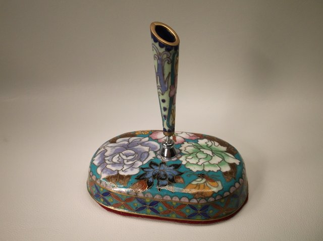 Gorgeous Cloisonné Lotus Flower Pen Holder: .