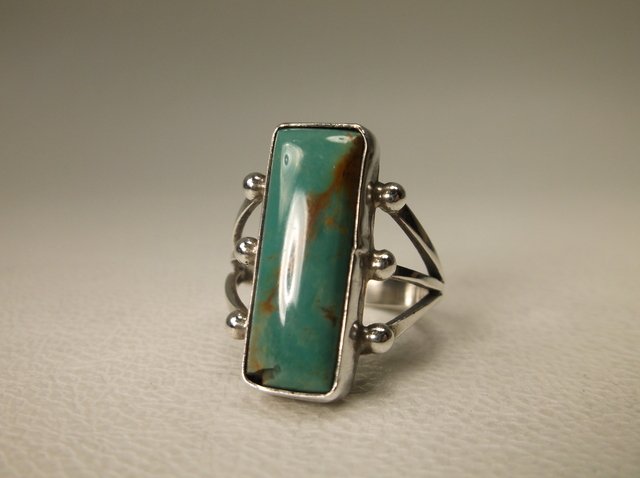 Beaut Sterling Silver Navajo Nevada Turquoise Ring 7 (1 of 2)