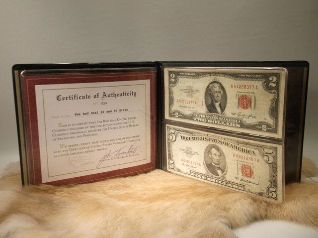 1953 US Red Seal Notes $2 & $5 Bills (1 of 2)