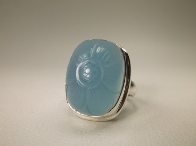 Stunning Sterling Silver Blue Sea Opal Ring 8.5 (1 of 2)