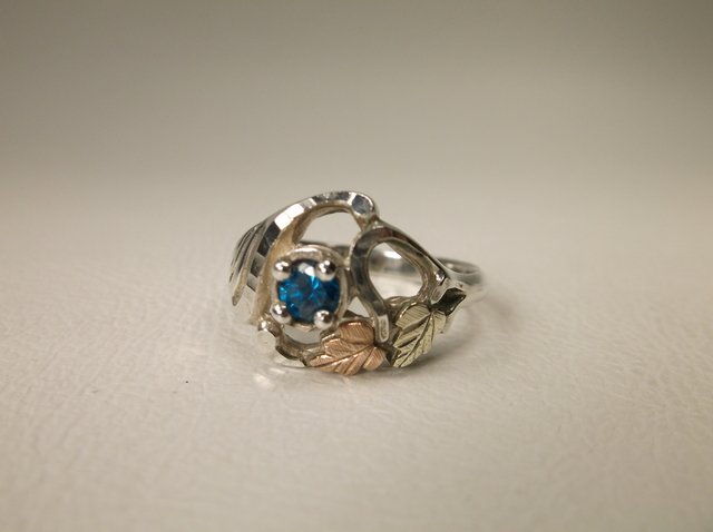 Vintage Crouse Co. Sterling 10k Blue Stone Ring 7.5 (1 of 2)