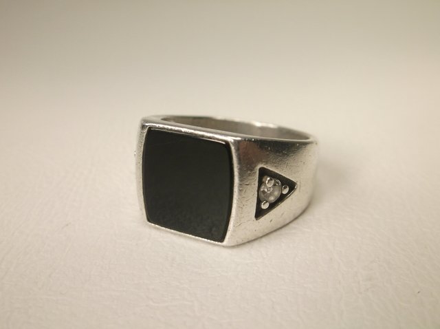 Vint Avon Sterling Silver Onyx Mens Ring 9.5: .