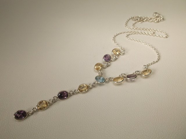 Gorgeous Sterling Silver Multi Gemstone Necklace (1 of 2)