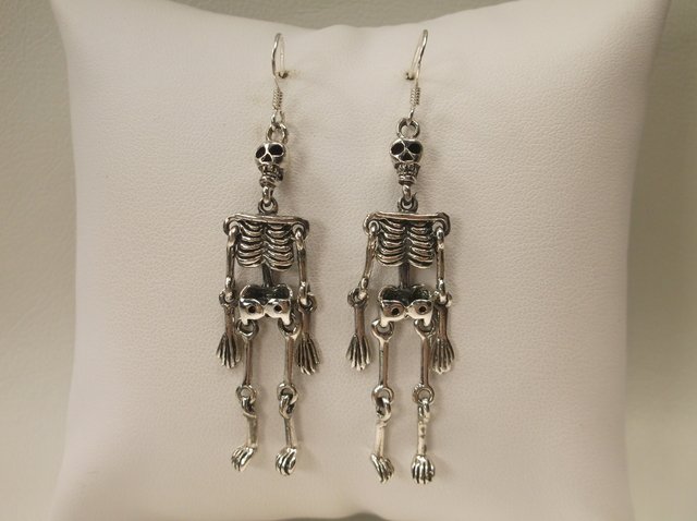 Gorgeous Large Sterling Silver Skeleton Earrings (1 of 1)
