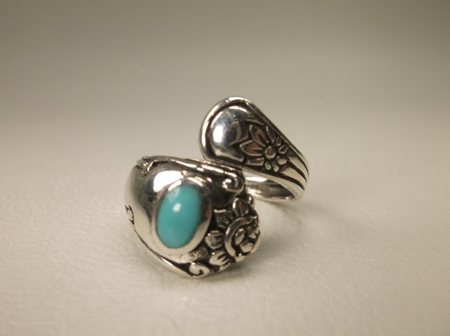 Gorgeous Sterling Silver Turquoise Spoon Ring 8 (1 of 1)