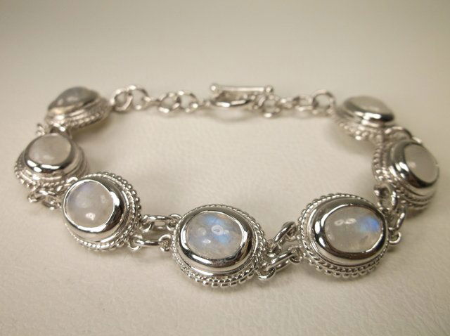 Gorgeous Sterling Silver Sea Opal Bracelet Heavy (1 of 1)