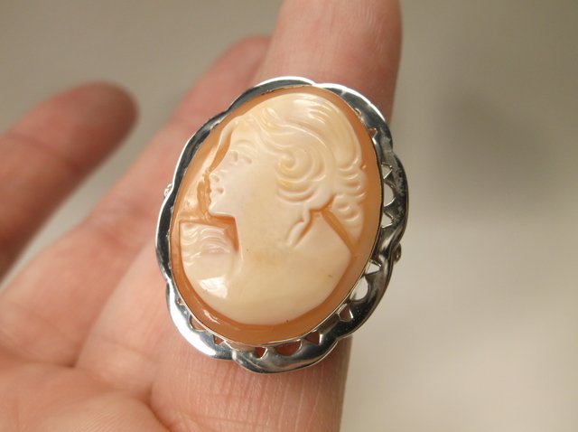 Gorg Sterling Italian Carved Shell Cameo Ring 6 Signed (1 of 3)