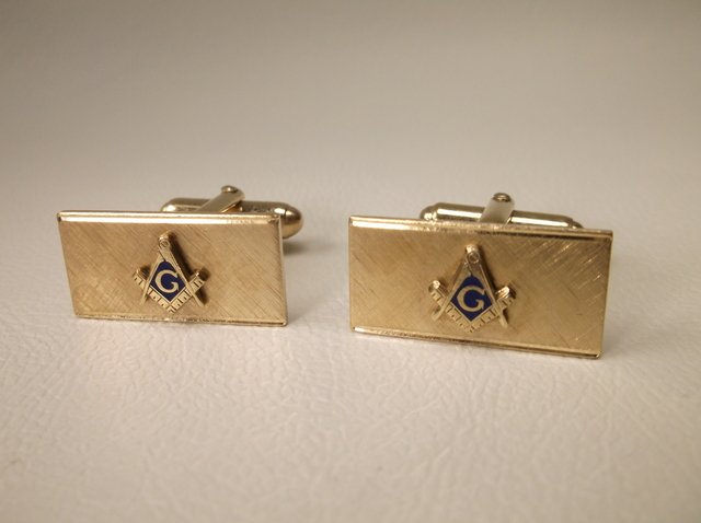 Gorgeous Antique Anson 12kt GF Masonic Cufflinks Mason: .