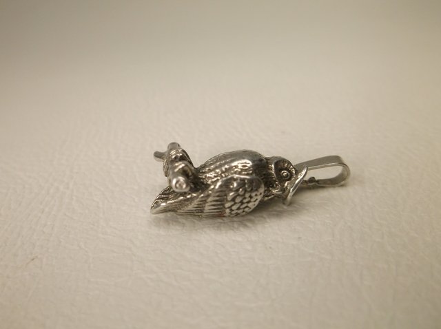 Gorgeous Sterling Silver heavy Owl Charm Pendant (1 of 1)
