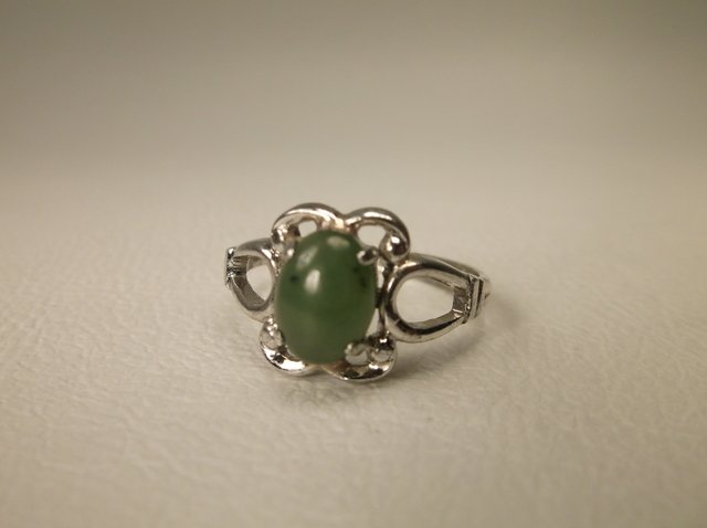 Beautiful Antique Sterling Silver Jade Ring 6.5 Signed (1 of 1)