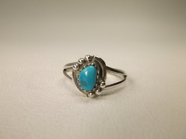 Beautiful Navajo Sterling Silver Turquoise Ring 6.5 S (1 of 2)