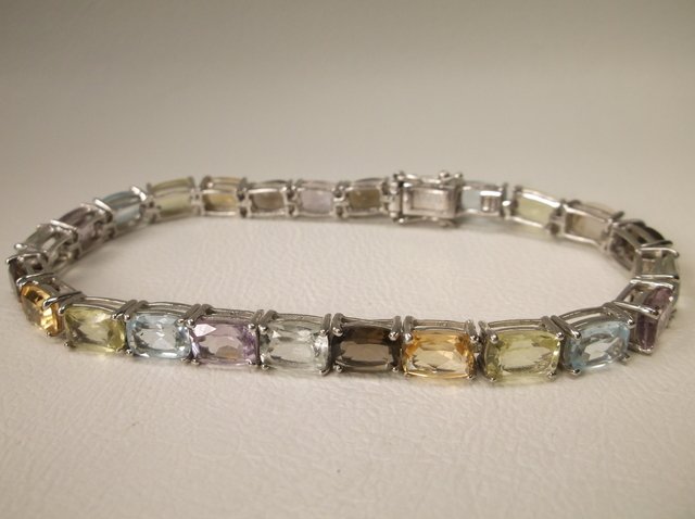 Gorgeous Sterling Silver Multi Gemstone Bracelet (1 of 1)