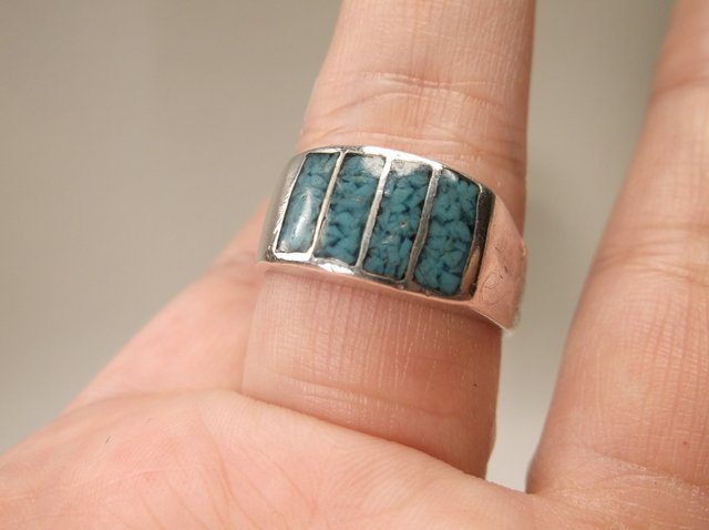 Old Pawn Sterling Silver Turquoise Mens Ring 11 (1 of 1)