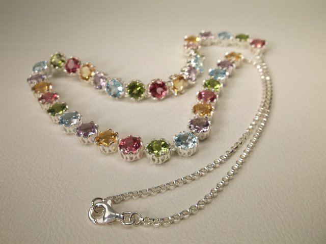 Gorgeous Sterling Silver Multi Gemstone Necklace (1 of 2)