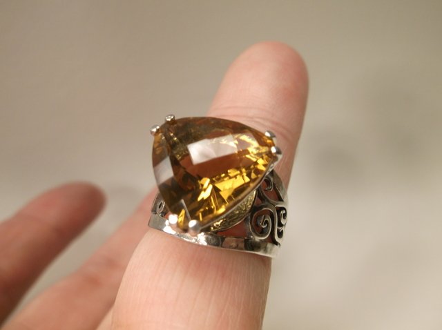 Stunning Israel Sterling Citrine Ring 6 Signed PZ (1 of 2)