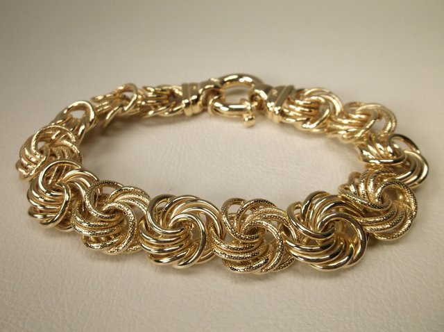 Gorgeous Heavy Gold Over Sterling Chain Bracelet Huge: .