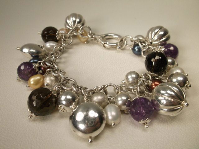 Gorgeous Huge Sterling Silver Chunky Charm Bracelet (1 of 2)
