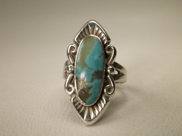 Stunning Navajo Sterling Silver Turquoise Ring 6 Signed (1 of 2)