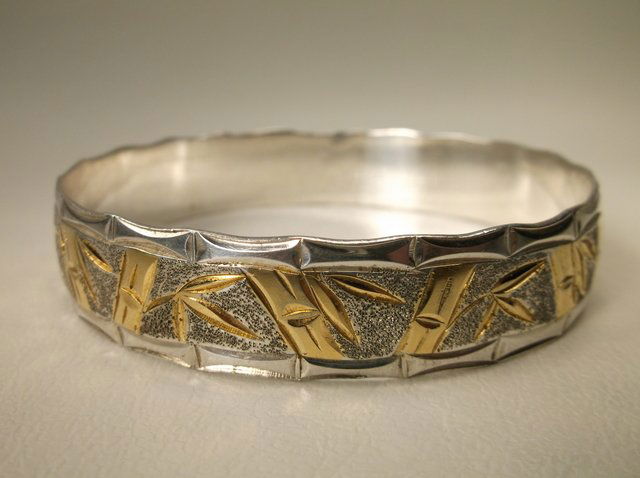 Stunning Hawaiian Sterling 10k Gold Bangle Bracelet (1 of 3)