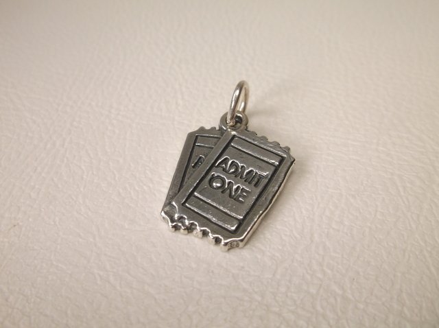 Beautiful Sterling Silver Movie Tickets Charm: .
