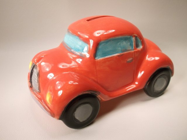 Beautiful Salt Glazed Volkswagen beetle Bank: .
