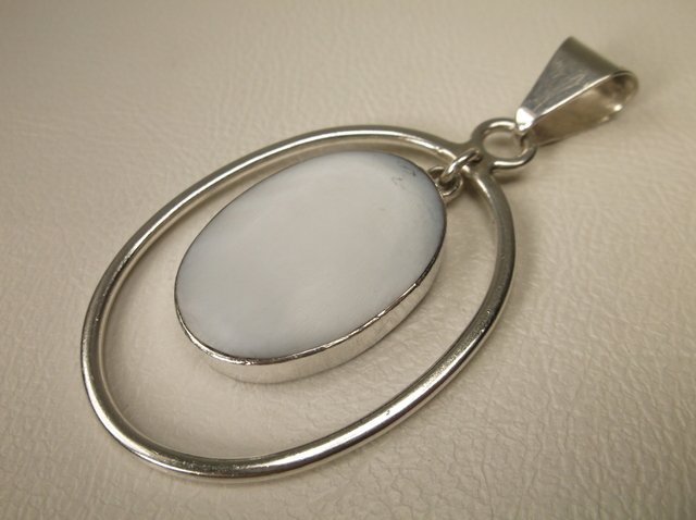 Gorgeous Large Sterling Silver MOP Pendant (1 of 1)