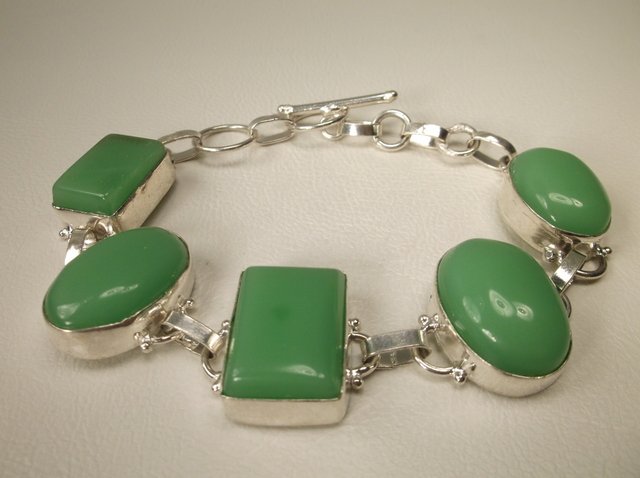Gorgeous Large Sterling Silver Jade Bracelet (1 of 1)