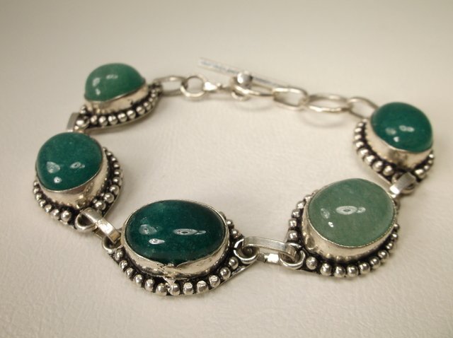 Gorgeous Sterling Silver Aventurine Bracelet Heavy (1 of 1)