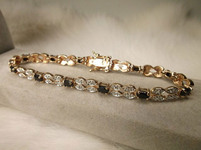 Gorg Gold Over Sterling Gen Diamond Sapphire Bracelet (1 of 1)