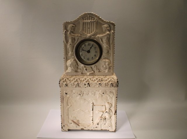 Antique 1908 Cast Iron Victorian Clock Angels Diplomats (1 of 9)