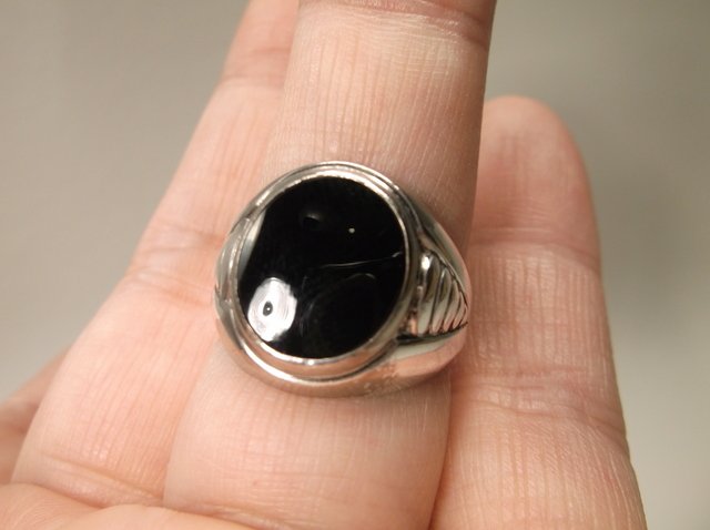 Antique Sterling Silver Onyx Ring 8.5 (1 of 1)