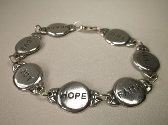 Gorgeous Heavy Sterling Silver Faith Bracelet (1 of 1)