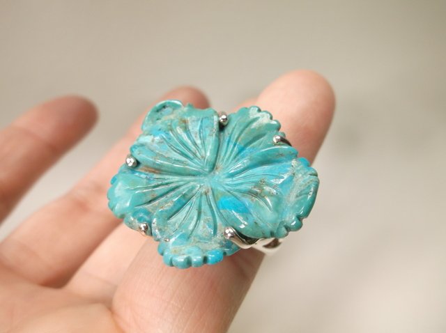 Gorgeous Sterling Silver Turquoise Flower Ring 6 (1 of 2)