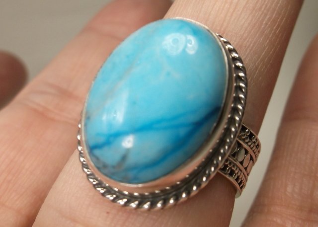 Stunning Sterling Silver Larimar Ring 10 Gorgeous (1 of 2)