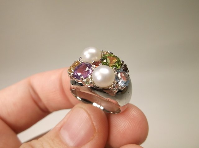 Gorgeous Sterling Silver Gemstone Pearl Ring 6 (1 of 1)
