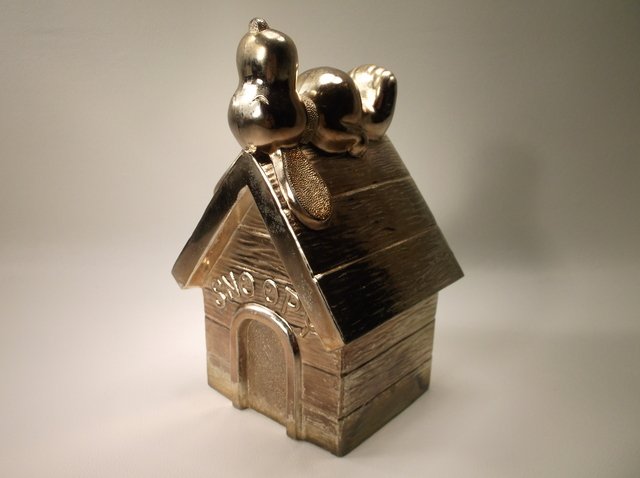 Gorgeous Antique Snoopy Silverplate Bank 1958: dated 1958 on back