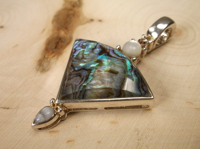 Gorgeous Large Sterling Silver Abalone Pendant (1 of 1)
