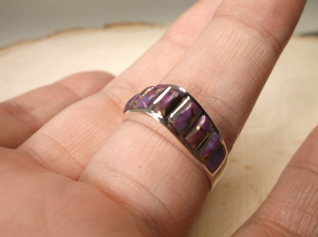 Gorgeous Mens Sterling Silver Purple Turquoise Ring 11 (1 of 2)