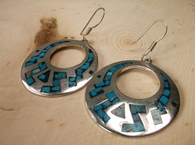 Gorgeous Large Sterling Silver Turquoise Earrings (1 of 1)