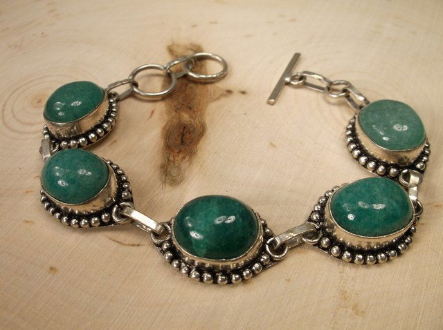 Gorgeous Heavy Sterling Silver Jadeite Bracelet (1 of 1)