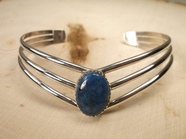 Gorgeous Navajo Sterling Lapis Cuff Bracelet B (1 of 2)