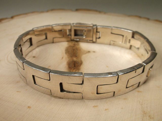 Beautiful Crazy Heavy Sterling Taxco Bracelet 9" 98g (1 of 4)