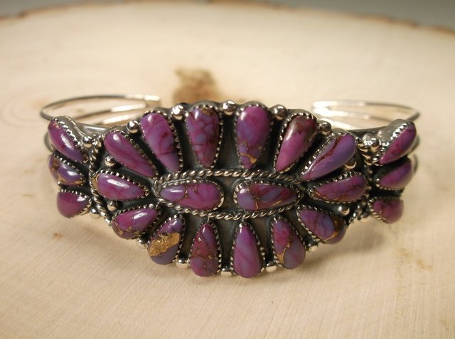 Stunning Sterling Silver Purple Turquoise Cuff Bracelet (1 of 3)