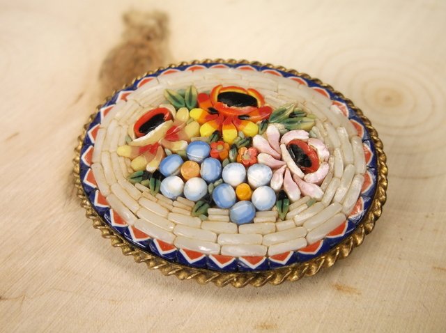 Stunning Antique Mosaic Brooch Large (1 of 2)