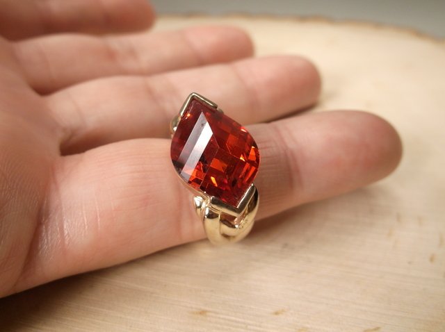 Gorgeous Gold Over Sterling Red Stone Ring 6 (1 of 1)