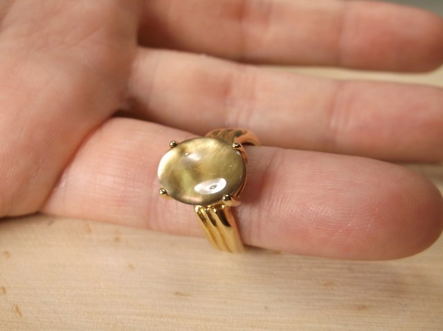 Gorgeous Gold Over Sterling Abalone Ring 6: .