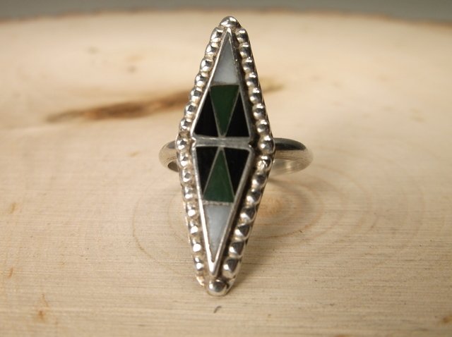 Gorgeous Sterling Zuni Malachite Onyx Ring 7 (1 of 1)