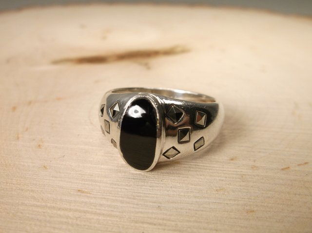 Gorgeous Sterling Silver Onyx Mens Ring 12.5 (1 of 1)