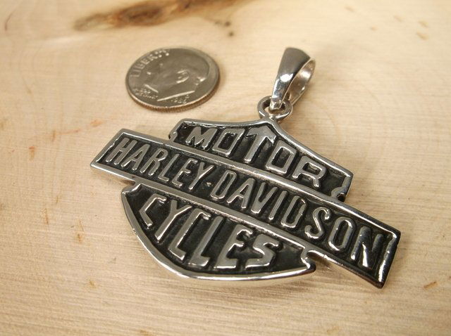 Gorgeous Large Sterling Harley Davidson Pendant (1 of 1)