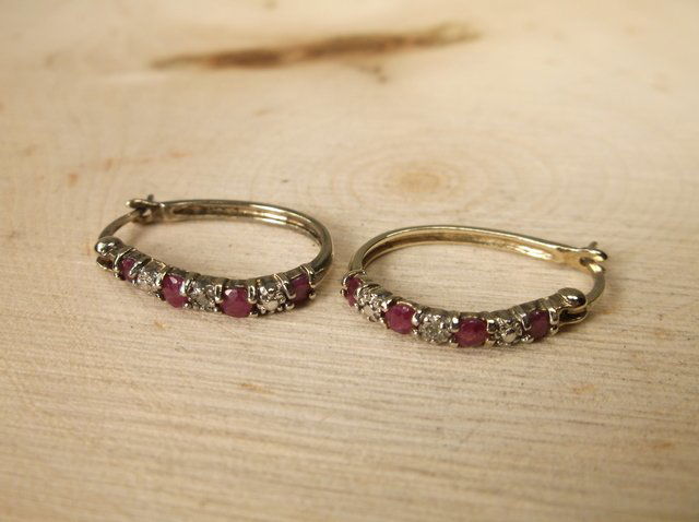 Gorg Gold Over Sterling Gen Diamond Ruby Earrings (1 of 1)